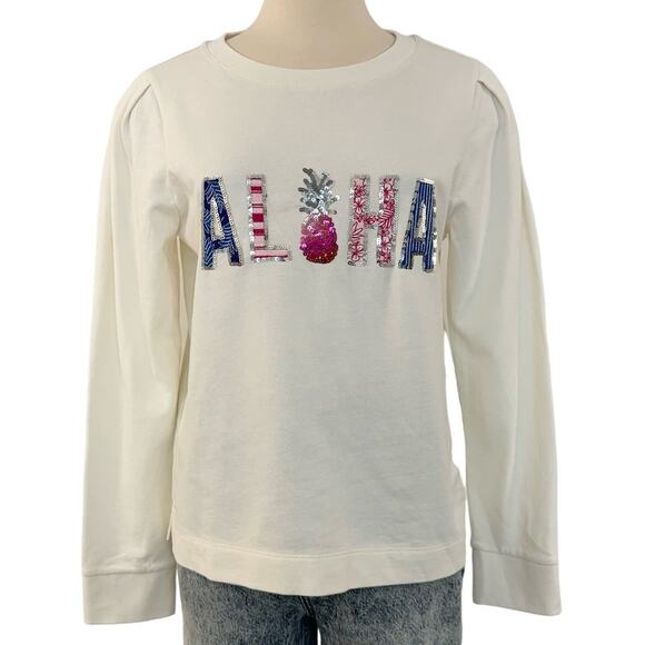 Tommy Bahama Aloha Montego Bay Sweatshirt in White Crewneck Long Sleeve | Size S - Picture 1 of 8